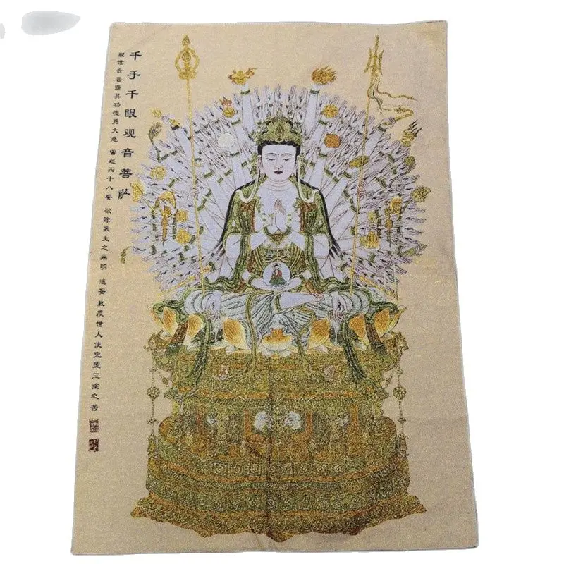 

China old Tibet silk Thangka like hanging painting fengshui guanyin Bodhisattva