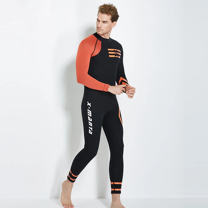 Новый бренд мужской цельный 3 мм неопрен + кожа акулы лайкра молния на спине