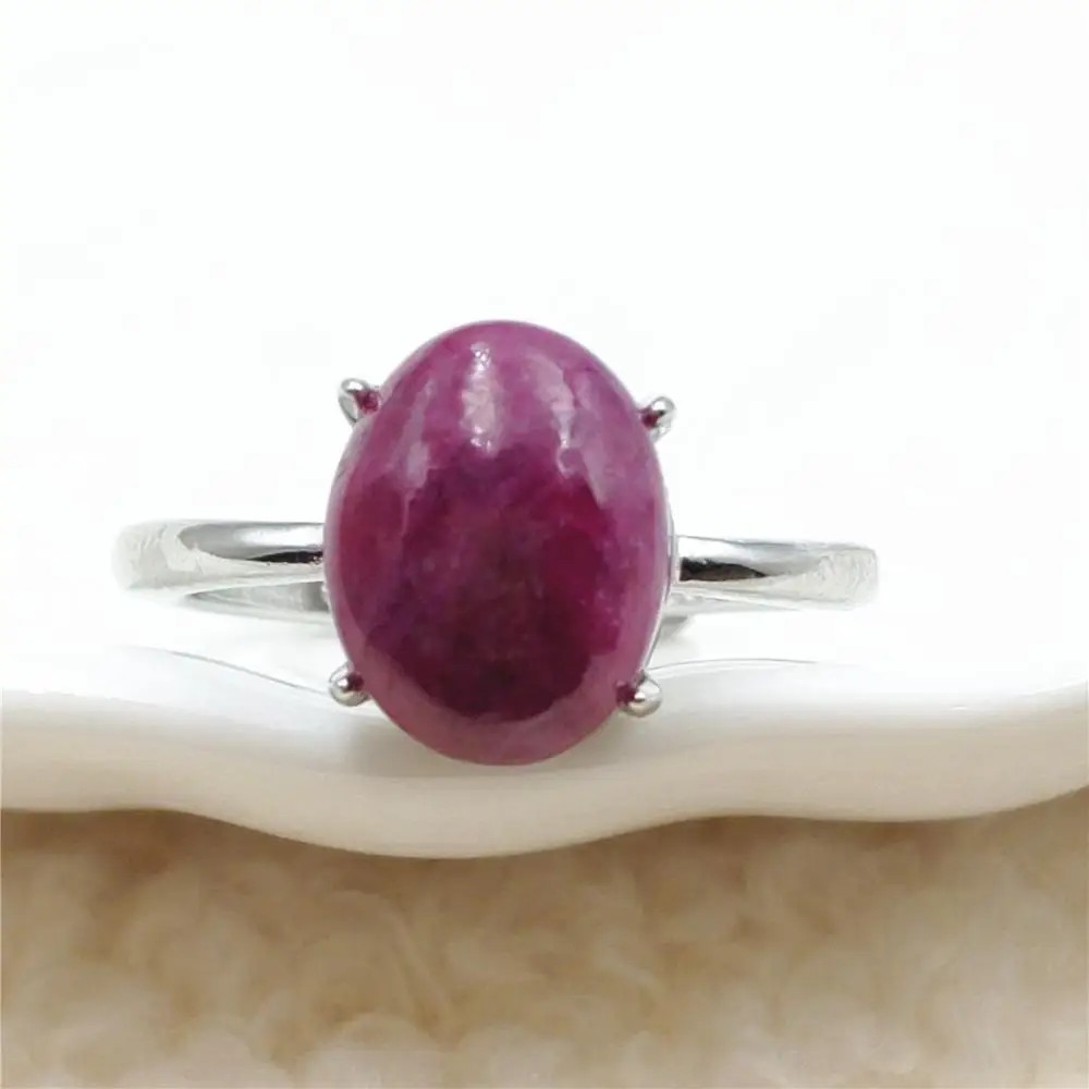 

Genuine Natural Red Ruby 10x8mm Oval Adjustable Ring Ruby Round Oval 925 Sterling Silver Bead Ring AAAAAA