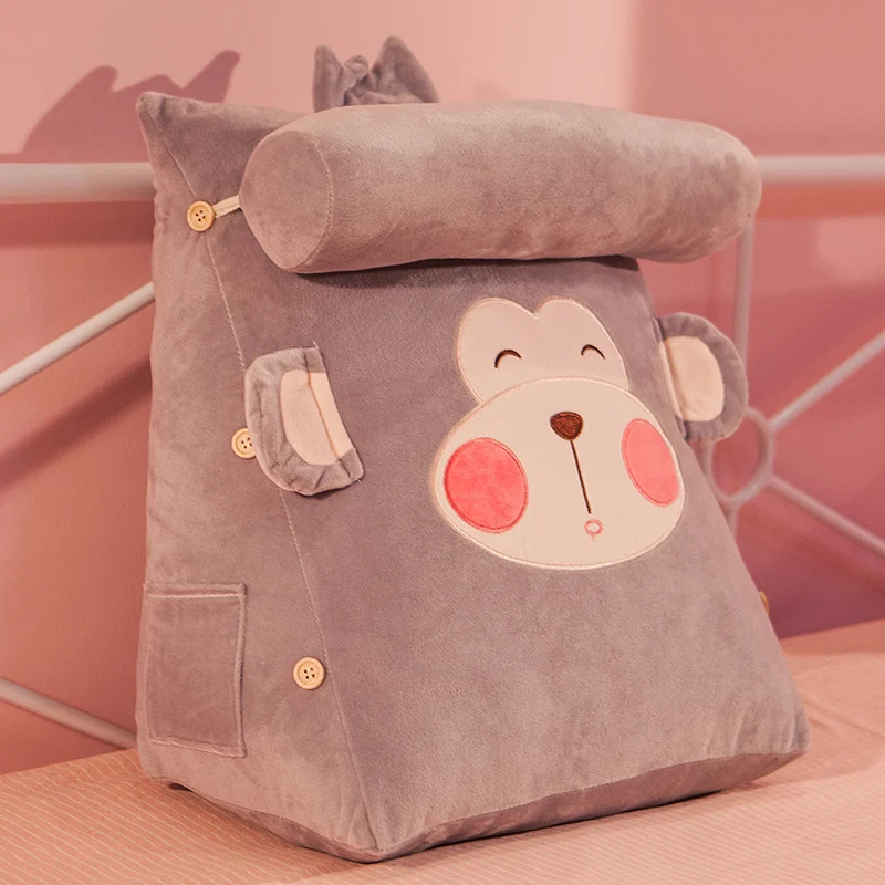 

Plush Cute Cushion Pillow Animal Washable Girl Rectangular Adjustable Bedside Cushion Chair Cojin Lumbar Home Accessories DG50C