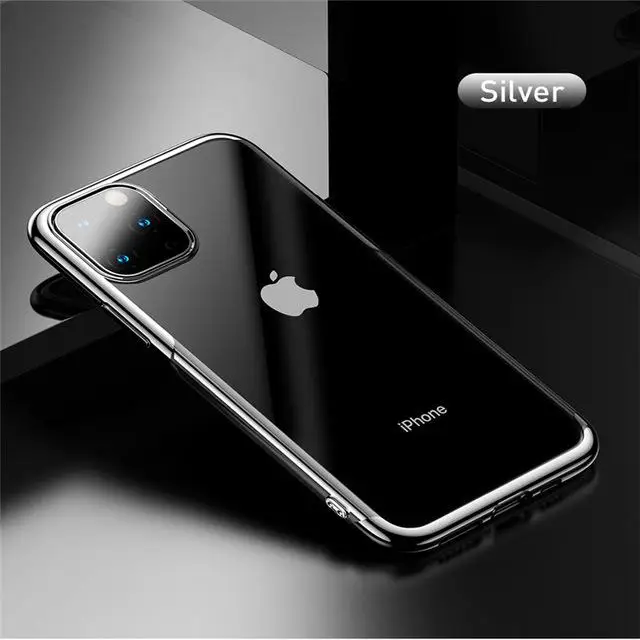 Роскошный силиконовый чехол Baseus из ТПУ для iPhone 11 Pro, чехол на заднюю панель для iPhone 11 Pro MAX, ультра тонкий мягкий противоударный чехол для телефона - Цвет: Silver Case