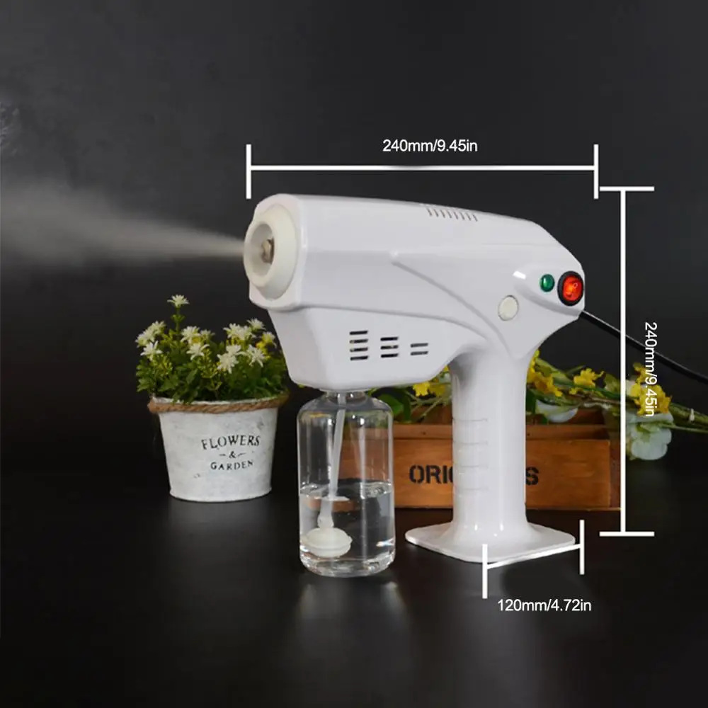 

SALE 1200W Blue Light Nano Steam Gun Hair Spray Machine Ultra Fine Aerosol Water Mist Trigger Sprayer remote control sanitizador