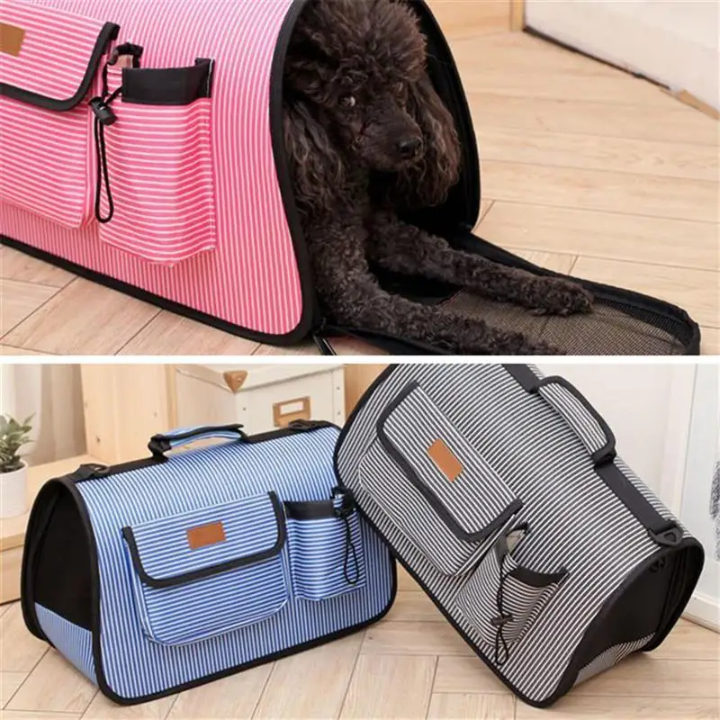 Canil de Viagem com Malha para Pequenos Filhote de Cachorro Bolsas de Transporte Dobrável Carrier Gaiola Portátil Respirável Cães Viagem Pet