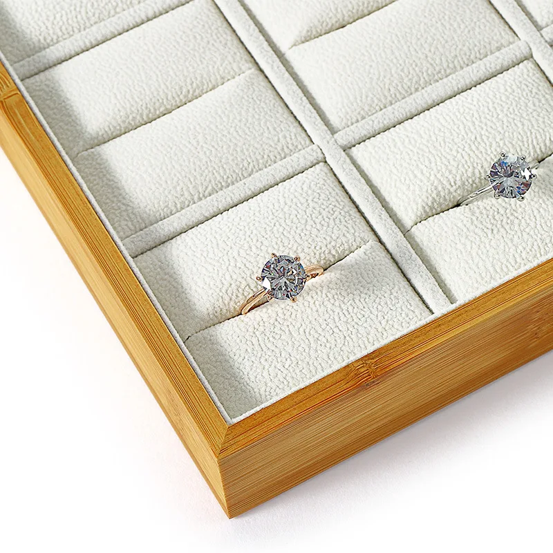 Bamboo wood jewelry ring display tray necklace bracelet earrings storage tray jewelry display props jewelry boxes and packaging