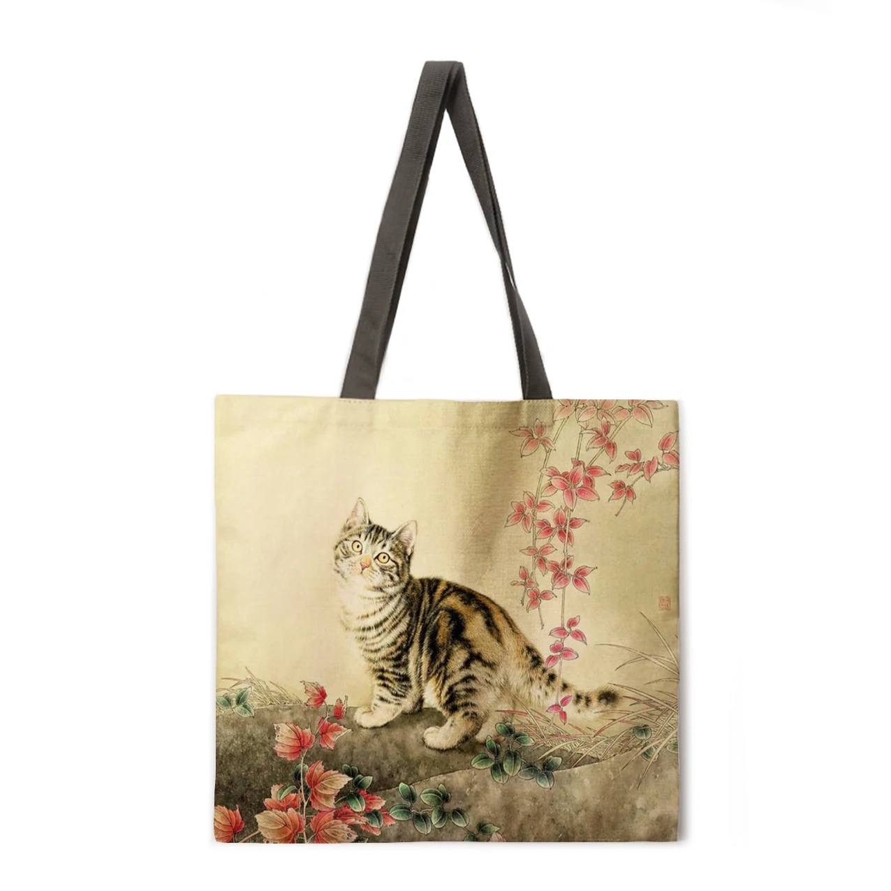 

Ladies casual handbags meticulous painting cat printing ladies shoulder bags ladies handbags outdoor beach handbags foldable sho