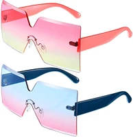 oversized square sunglasses rimless frame candy color glasses transparent square glasses for women