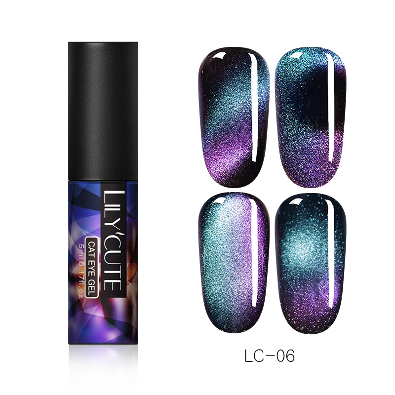 Auroras 6 LILYCUTE 5 мл 9D Хамелеон для использования с магнитом Гель-лак Сияющий мерцающий фиолетовый зеленый Смешанные цвета Дизайн ногтей замочить от УФ-гель-лака - Цвет: Auroras 6