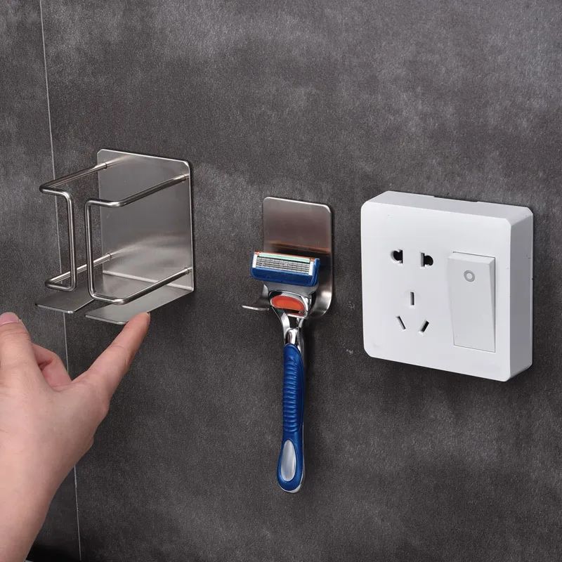 

Stainless Steel Toothbrush Holder Shaver Storage Rack Tooth Brush Shelf Toothpaste Holder Rack Bathroom Organizer Accessories