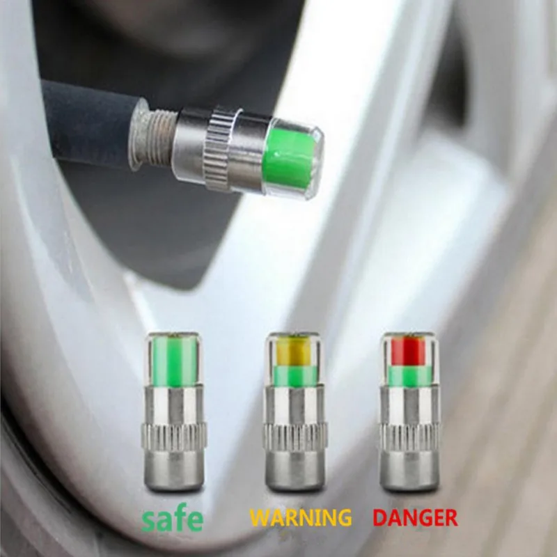 

4PCS 2.4Bar 36PSI Car Auto Tire Pressure Monitor Valve Stem Caps Sensor Indicator Eye Alert Diagnostic Tools Kit