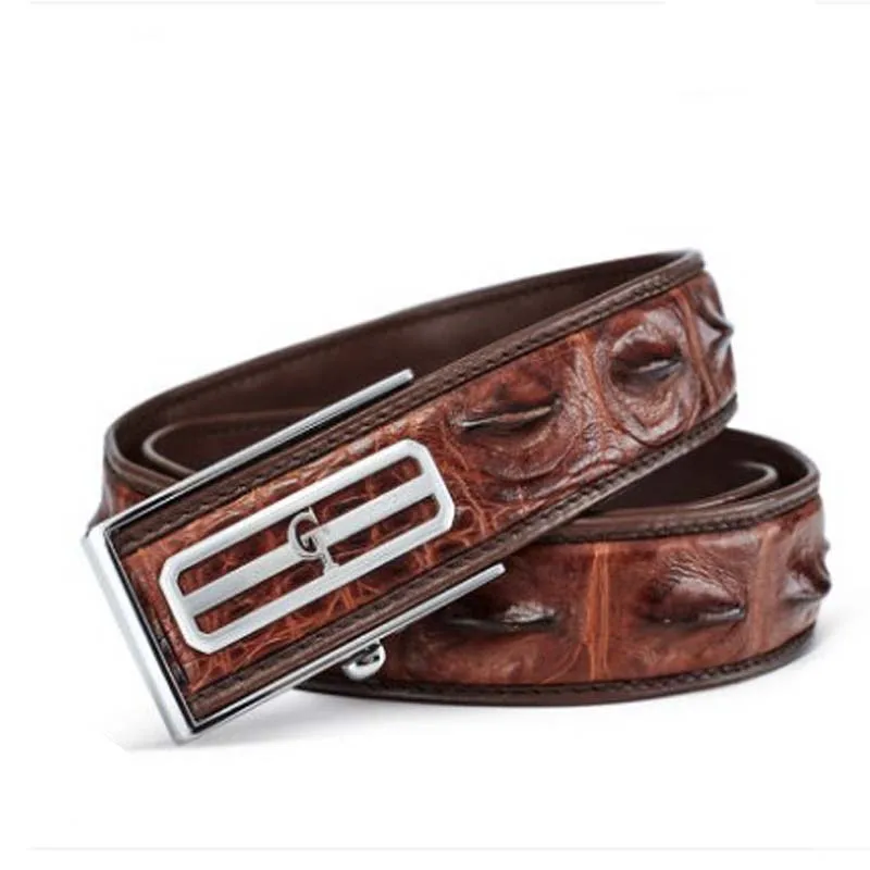 Gete Estuarine Крокодиловая Кожа мужской ремень автоматическая пряжка без швов пояс из