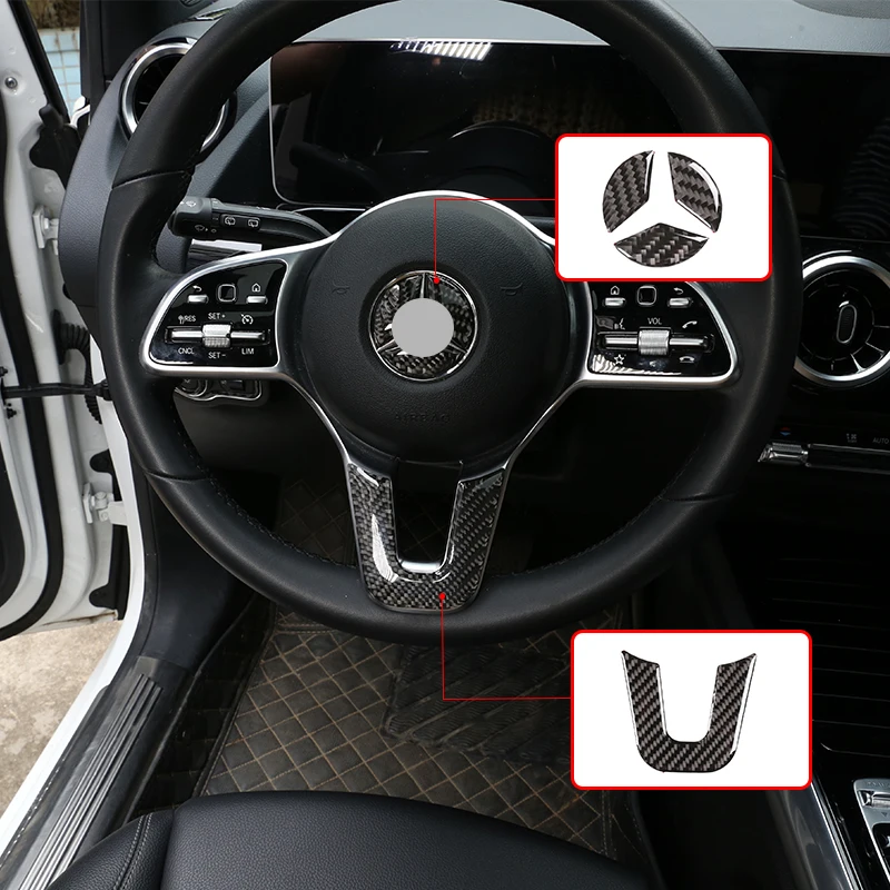 

Soft Carbon Fiber Steering Wheel Decal Decoration Cover Trim For Mercedes Benz B GLB Class W247 X247 Car Interior Accessories