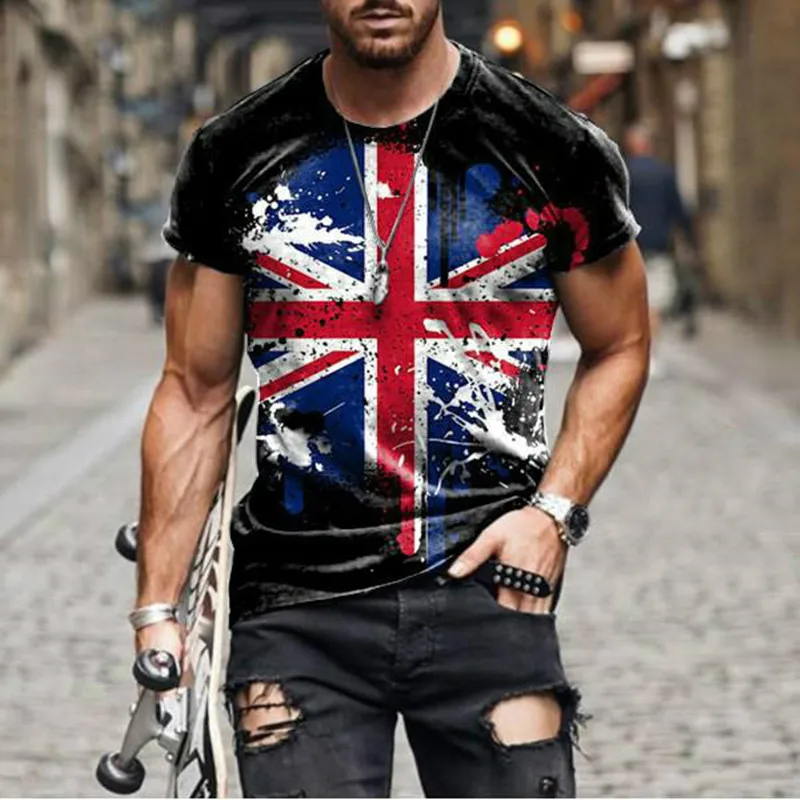 

Men'S And Women'S T-Shirts Simple Casual Street Flag Harajuku 3d Printing Soft And Breathable Summer Hip-Hop Sports Oversized