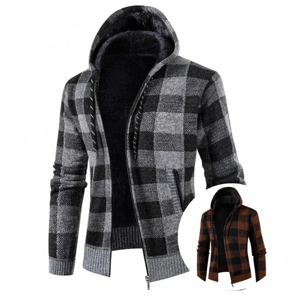 

Fashion Male Hooded Thick Velvet Cardigan Coat Breathable Stylish