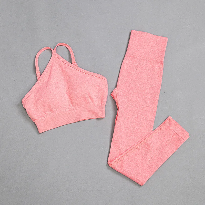 

Spring and summer new high elastic sports bra high waist seamless yoga wear trousers European and American yoga suit women