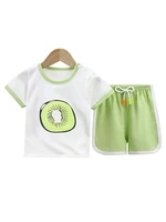 kids short sleeves set pure cotton t shirt and shorts kids clothing for girls fruit printing summer little girl clothes