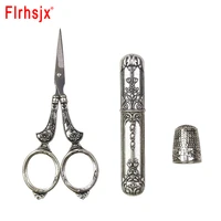 3pcs pack european vintage sewing kits metal sewing scissors thimble needle case cross stitch embroidery sewing craft tools