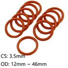 Уплотнительное кольцо из силикона, диаметр 3,5 мм, диаметр 12-46 мм, пищевой класс, водонепроницаемое резиновое изолирующее круглое уплотнение, красный, 10 шт.