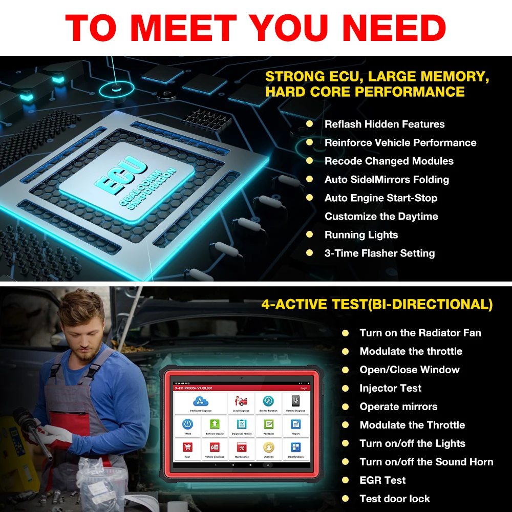 LAUNCH X431 PRO3S+ 10&quotAutomotive professional diagnostic scanner Full System OBD OBD2 Code Reader Scan tool PRO3S PLUS pk V PRO |