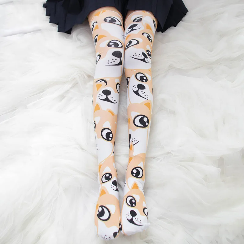 Japanese Girls Over Knee Socks Sexy Cute Kawaii Lolita Socks Cartoon Body Thigh Knee High Socks for Women Anime Cosplay Lingerie