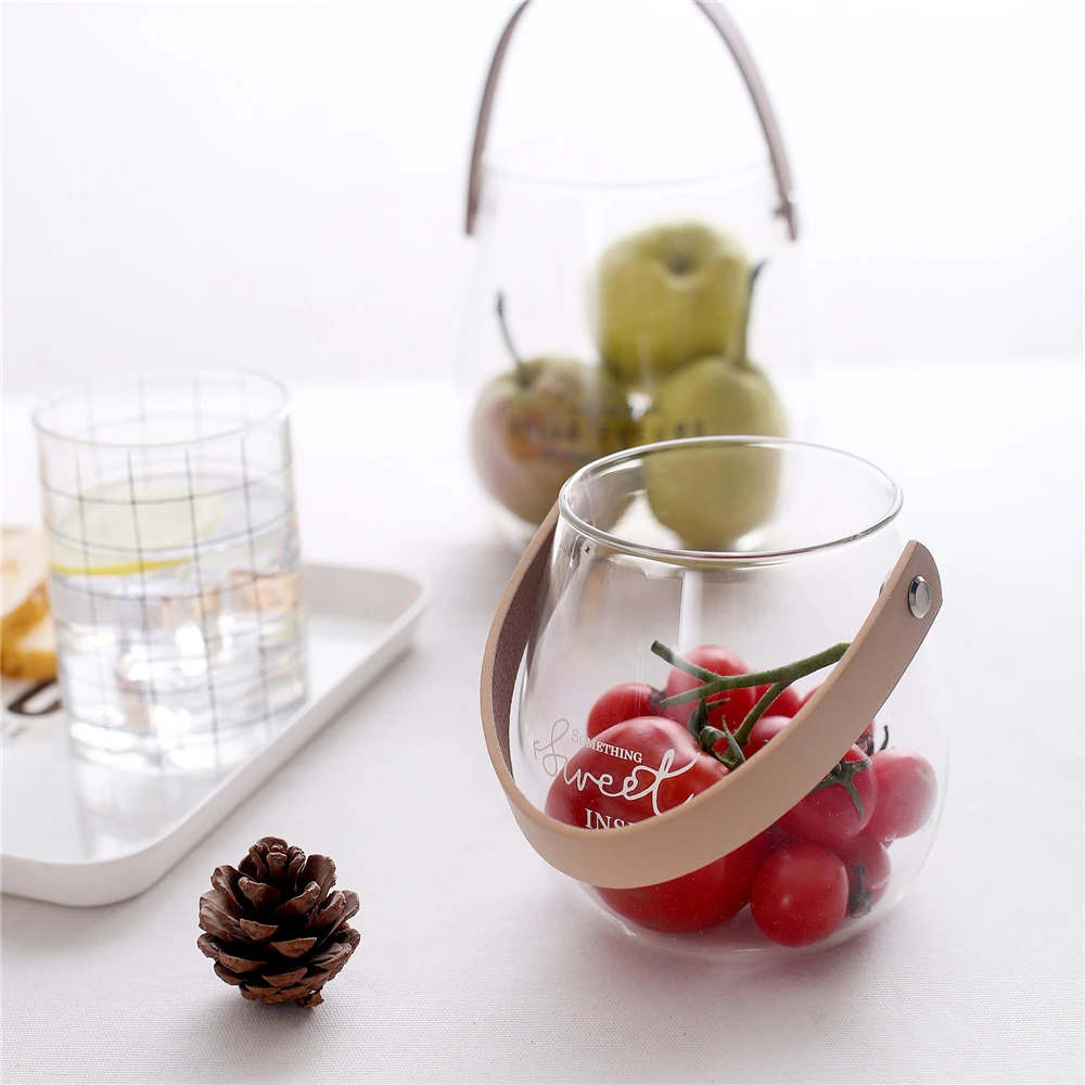 Тонкие Европейские Стекло Банки для Хранения Банк с кожаной ручкой