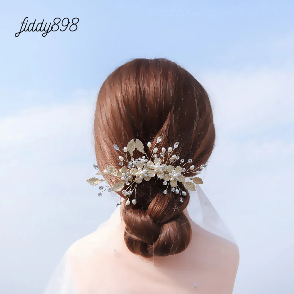 

Pearls Bridal Hair Accessories Flower Ladies Wedding Hair Combs Head Piece Headdress bruids haaraccessoires Bride Headwear