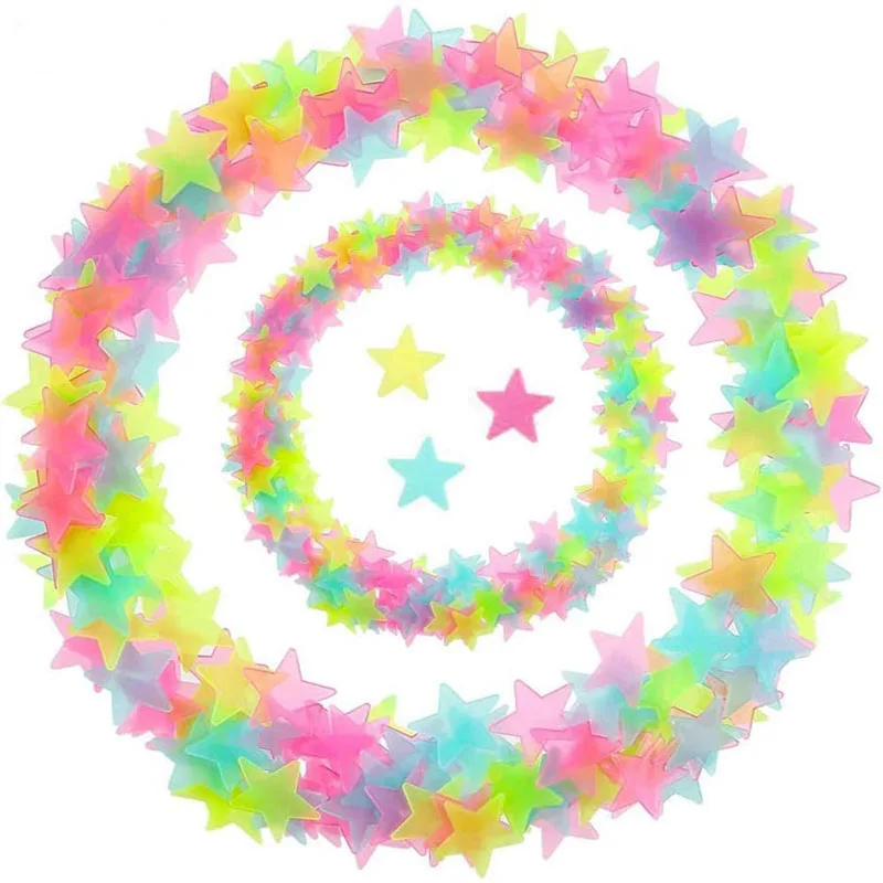 

Luminous Fluorescent Star Wall Stickers Bedroom Dormitory Decoration Snowflake Butterfly Gift Send Big Moon Double Sided Tape