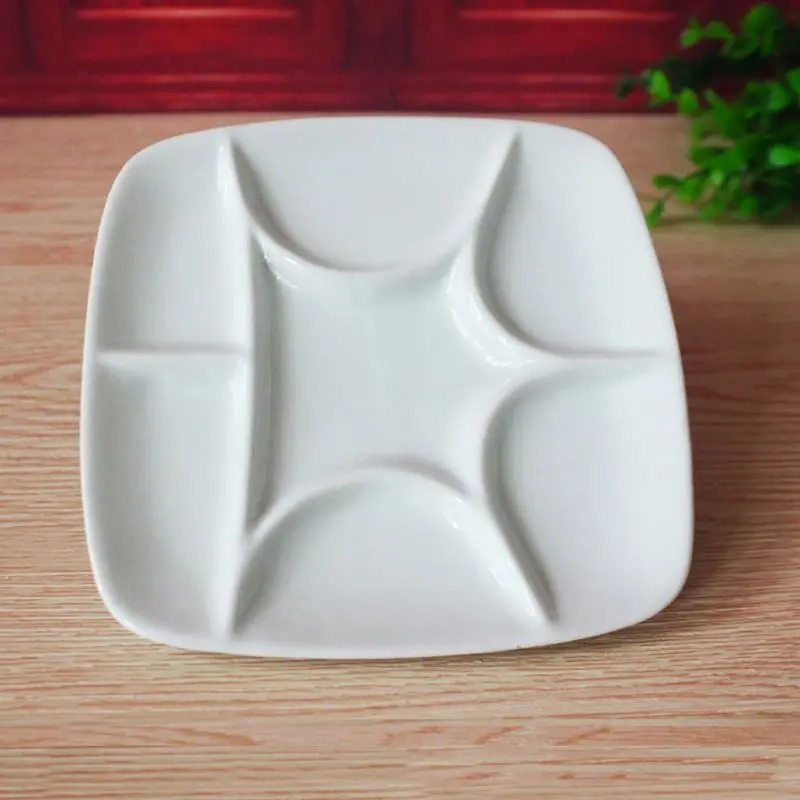 

7-Well Square White Ceramic Artist Paint Palette for Watercolor Gouache Acrylic
