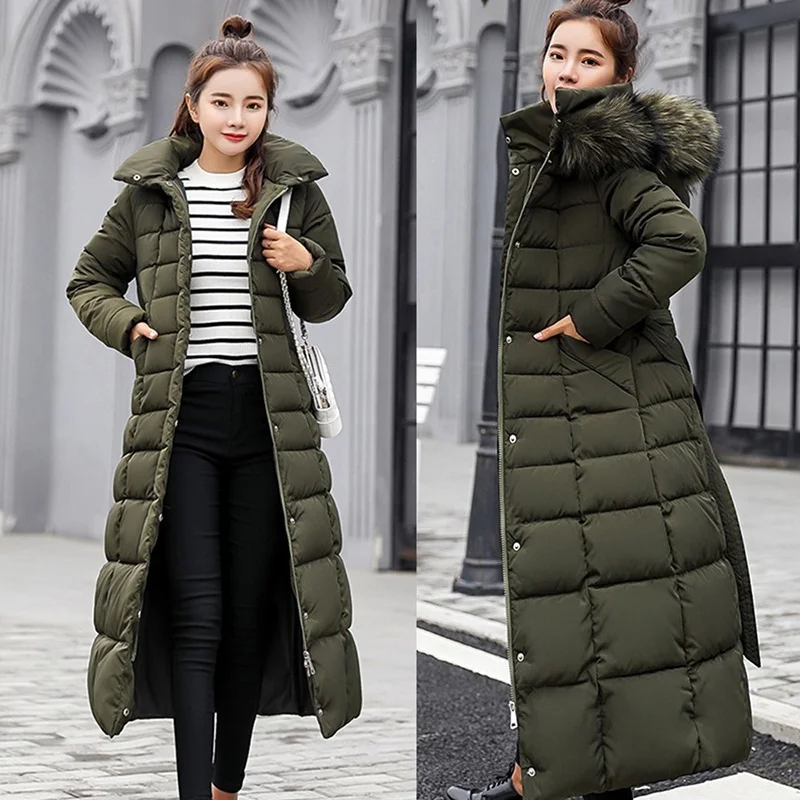Fashion Winter Coat Women Jackets Thick Down Parkas Big Fur Hooded Cotton Long Coats Warm Windbreaker Female Slim Outwear | Женская