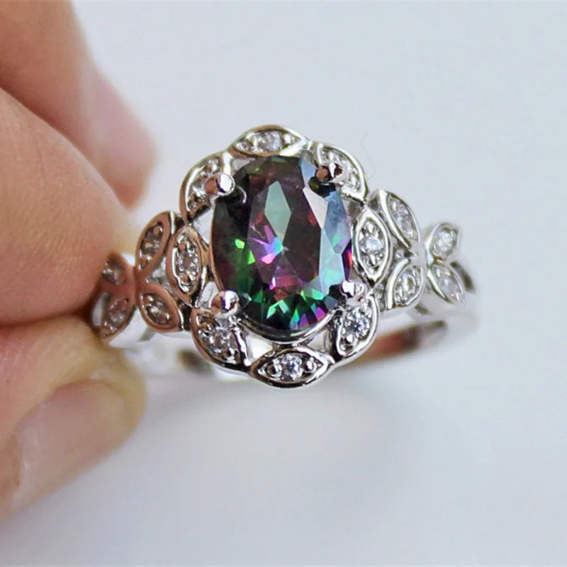 Anillos Yuzuk I 925 Серебряное ювелирное изделие семь радужных циркониевых колец