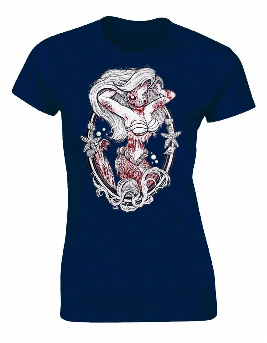 Ариэль зомби Русалка позирует Готический женская футболка Ak08 Harajuku Хип хопти |