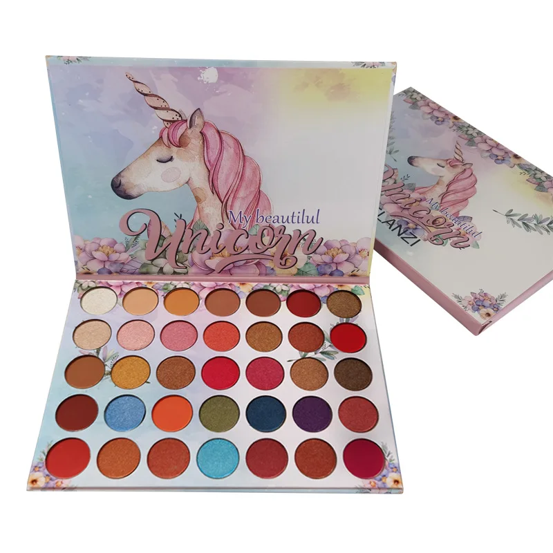 Красота глазурованная 35 цветов блестки тени для век поднос Шарм Единорог