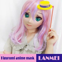 lanmeifemale sweet girl resin half head kigurumi mask with cosplay anime role cartoon character lolita mask crossdress doll