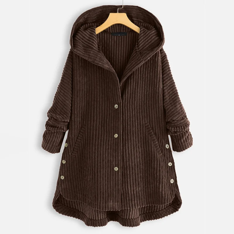 2021 Autumn Winter Fashion Casual Corduroy Hooded Cotton Jacket Loose Oversized Women's Coat Women's Winter Coat Hooded Outwear