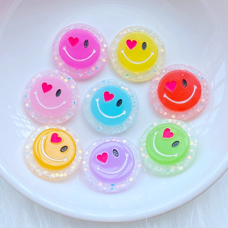 

30Pcs/Kawaii Resin Shining Lovely Expression Flat Back Cabochon For Bows Accessories DIY Scrapbooking Crafts