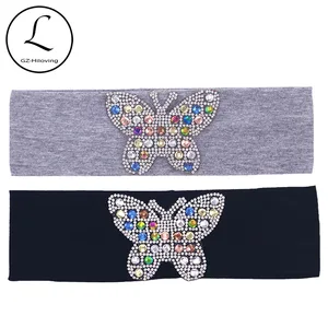 Повязка на голову для девочек, эластичная, с бабочками, лето-осень, повязка на голову из хлопка