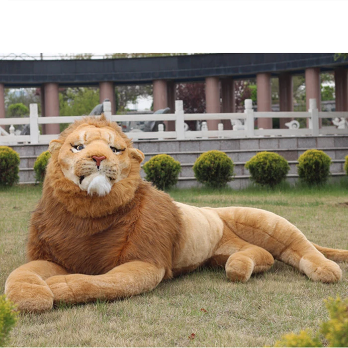 [Funny] Simulation 220cm Large Domineering Animal Amazing Realistic Lion Plush Toy Collection Photography props Home decoration |