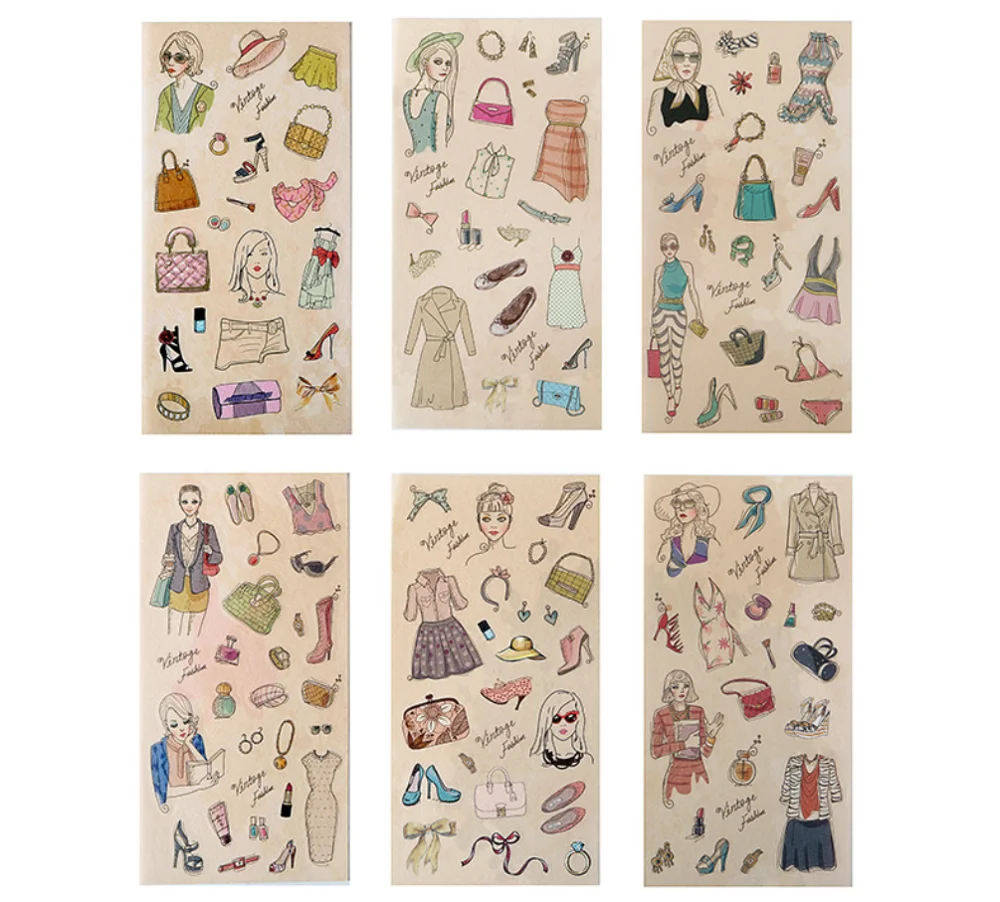6 шт. декоративная Женская одежда Васи стационарные наклейки пули журнал