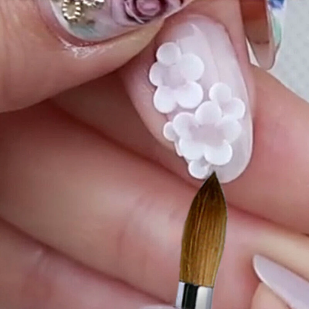 

1PC Nail Brush Wood Handle Oval Crimped Shaped Manicure Powder Bursh Nail Painting Pen Professional Nail Beauty Tools
