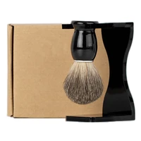 badger shaving brush stand set knot 22mm badger hair wood handle black acrylic stand holder 2in1 shave set for men