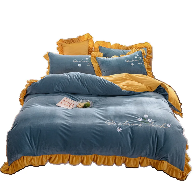 

Luxury 4pcs Bedding Set Home Textile Polyester Bed set Duvet Cover Bed Sheet Set Pillowcases Quilt Set