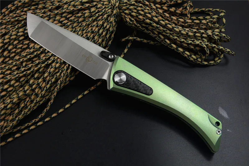 Twosun M390 Knife TS80 Titanium Handle Survival Hunting Pocket Folding Knives with pocket clip for gift collections flipper open |