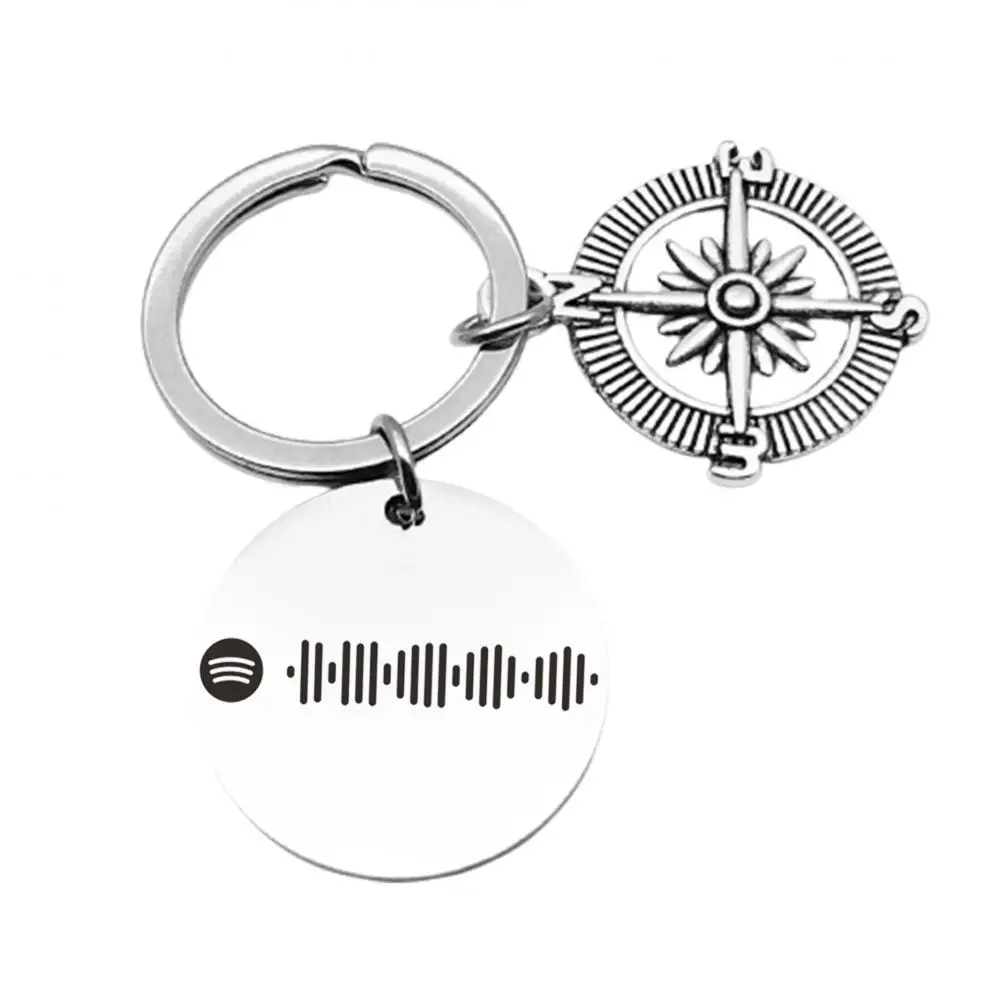 

DIY Custom Spotify Code Scan Share Music Keychain Couple Pendant Stainless Steel Laser Engraving O Keychain Song Fan Collection