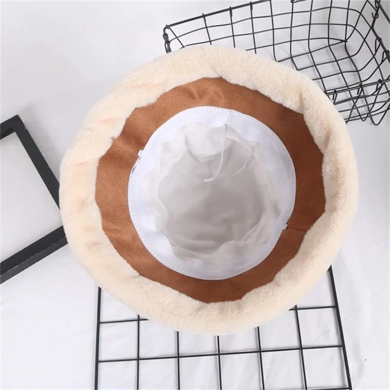 

2020 Autumn Winter Bucket Hats Women Corduroy Panama Hat Thick Warm Plush Fisherman Cap For Girl crimping Basin Hat kapelusz