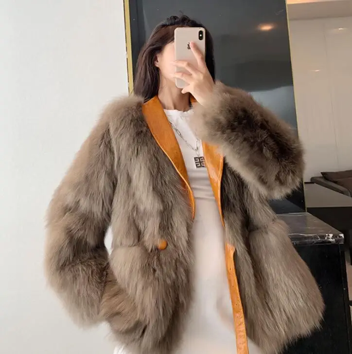 Suit collar fur leather coats womens warm black loose faux mink fur leather jackets women autumn clothes winter thicken fashion