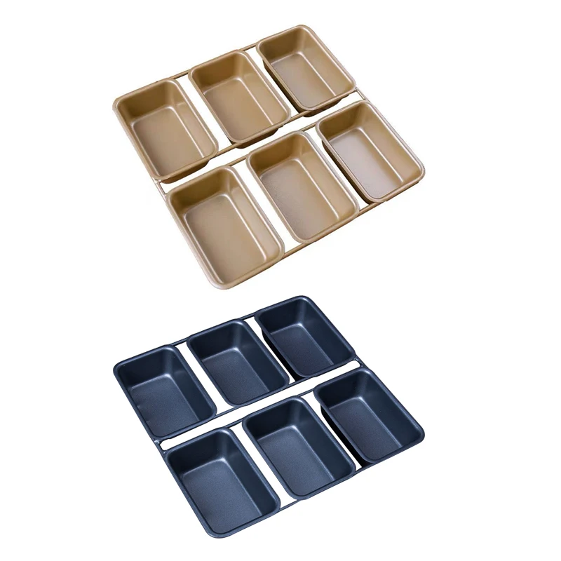 Non Stick Linked Mini Loaf Pan/Tray Carbon Steel Bread Tins 6 Cavity Small Banana Loafs Trays Baking Square 721 | Дом и сад