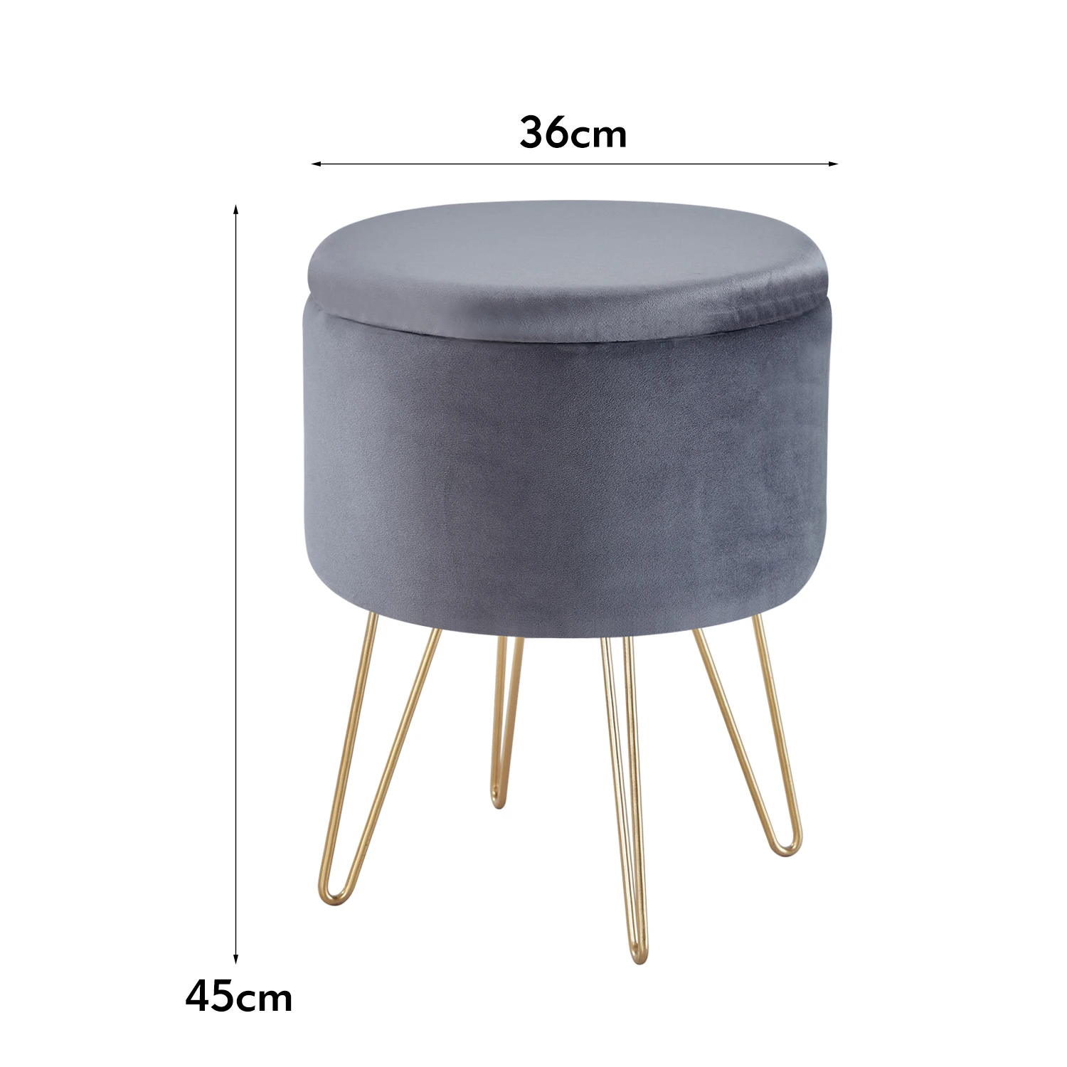 

Round Velvet Footrest Stool Ottoman Upholstered Vanity Chair Pouffe With Storage Function Seat Tray Top Coffee Table D Comfress