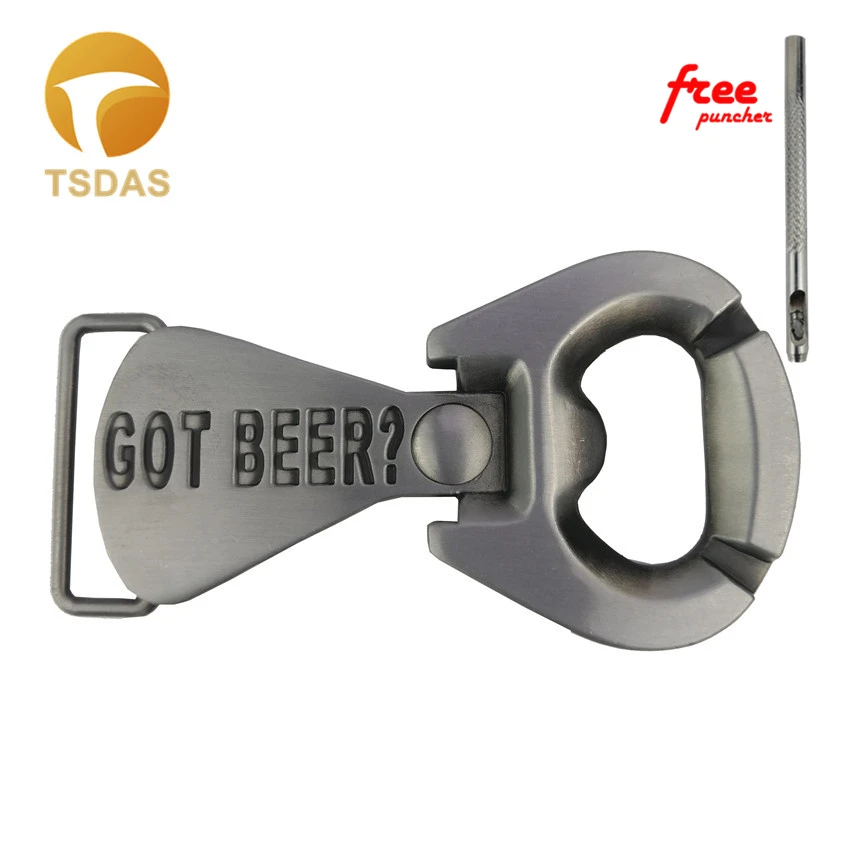 Посеребренная открывалка для бутылок с ремнем пива пряжка кожаным новогодних