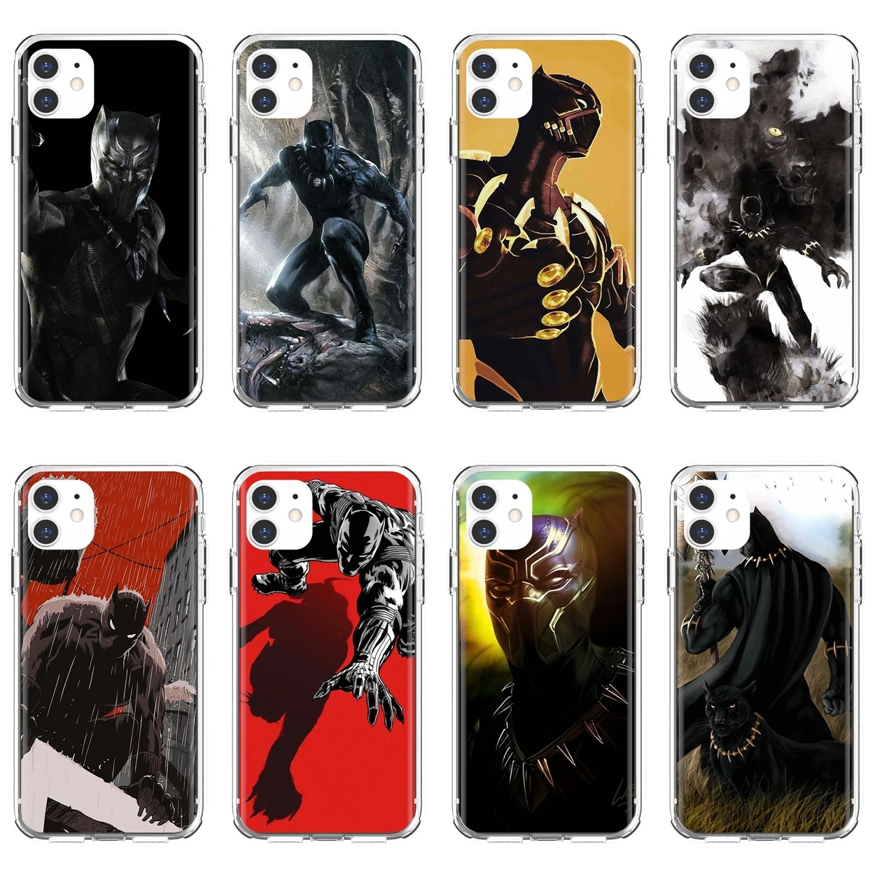 Для Apple iPhone 10 11 12 Pro Mini 4S SE 5C 6 6S 7 8 X XR XS Plus Max 2020 black panther Captian American Soft Shell Cover|Бамперы| |