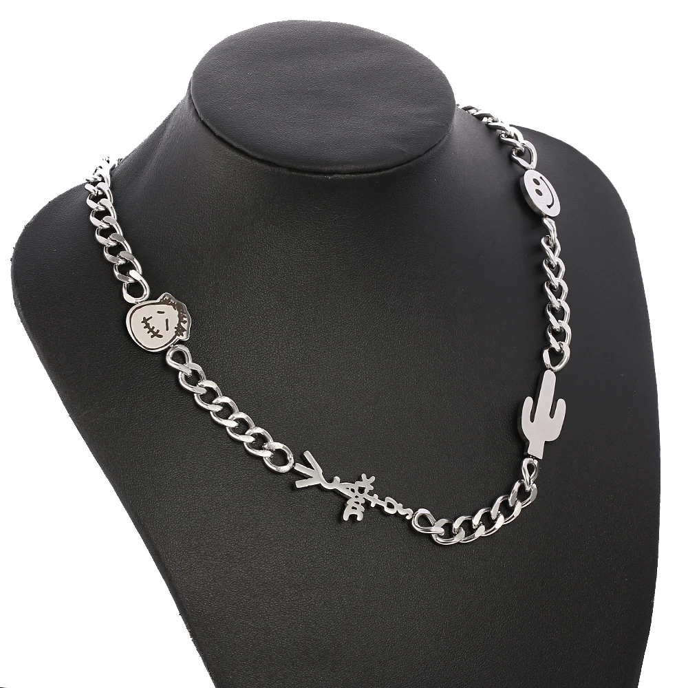 Ветронепроницаемое ожерелье из нержавеющей стали Harajuku Трэвиса Скотта кактуса