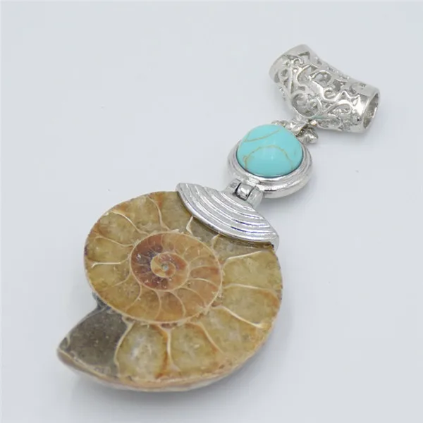 turquoise 1 шт. настоящий аммонит Морская раковина фиолетовый розовый кристалл кварца тигровый глаз Чарм, подвеска из камня для женщин и мужчин ожерелье Модные ювелирные изделия - Окраска металла: turquoise